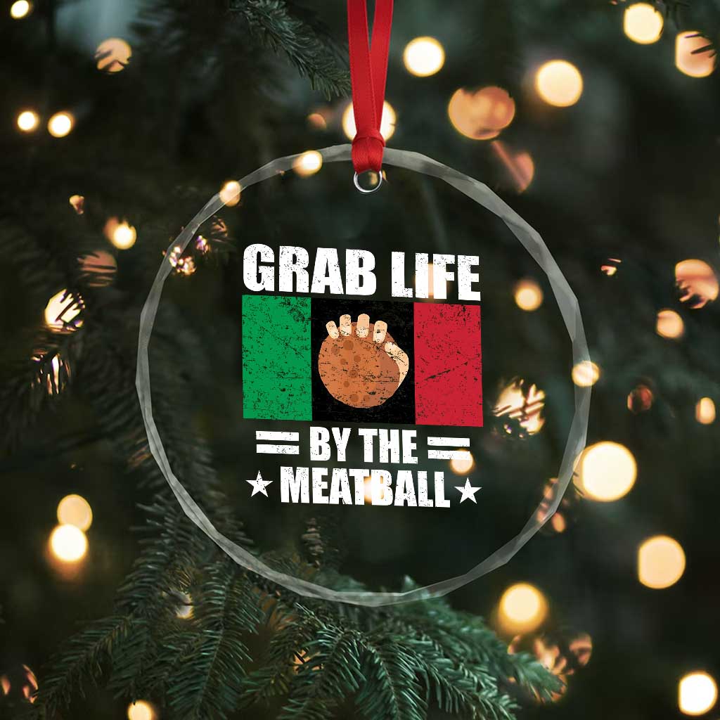 Funny Meatball Crystal Glass Ornament Italian Food Italy Flag TS10 Print Your Wear