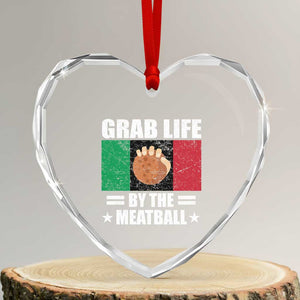 Funny Meatball Heart Crystal Glass Ornament Italian Food Italy Flag TS10 Transparent Glass 3'' Heart Print Your Wear