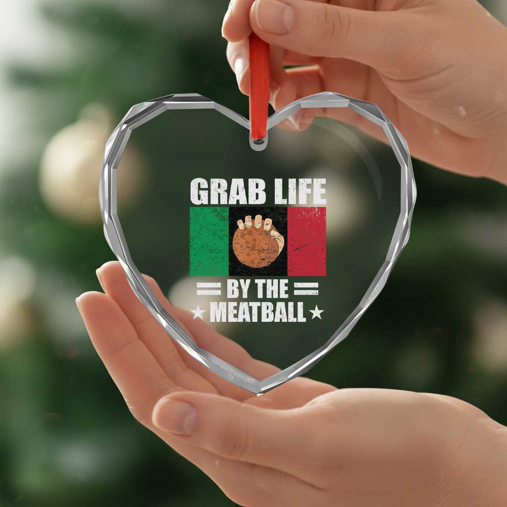 Funny Meatball Heart Crystal Glass Ornament Italian Food Italy Flag TS10 Print Your Wear