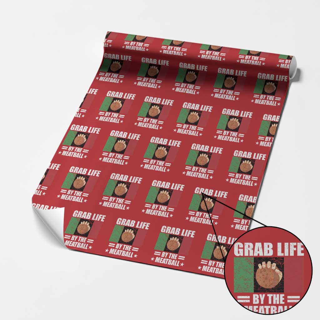 Funny Meatball Wrapping Paper Roll Italian Food Italy Flag TS10 Red Print Your Wear
