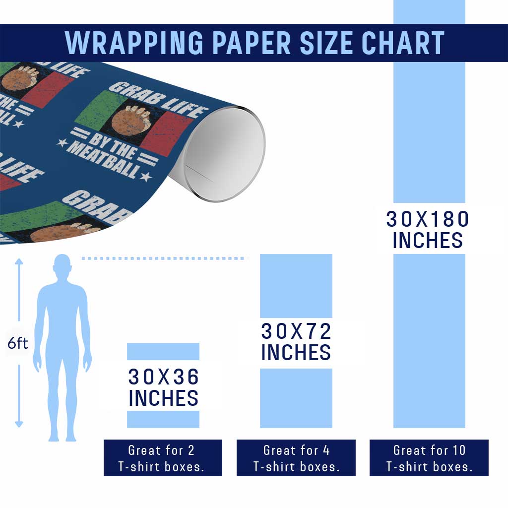 Funny Meatball Wrapping Paper Roll Italian Food Italy Flag TS10 Print Your Wear