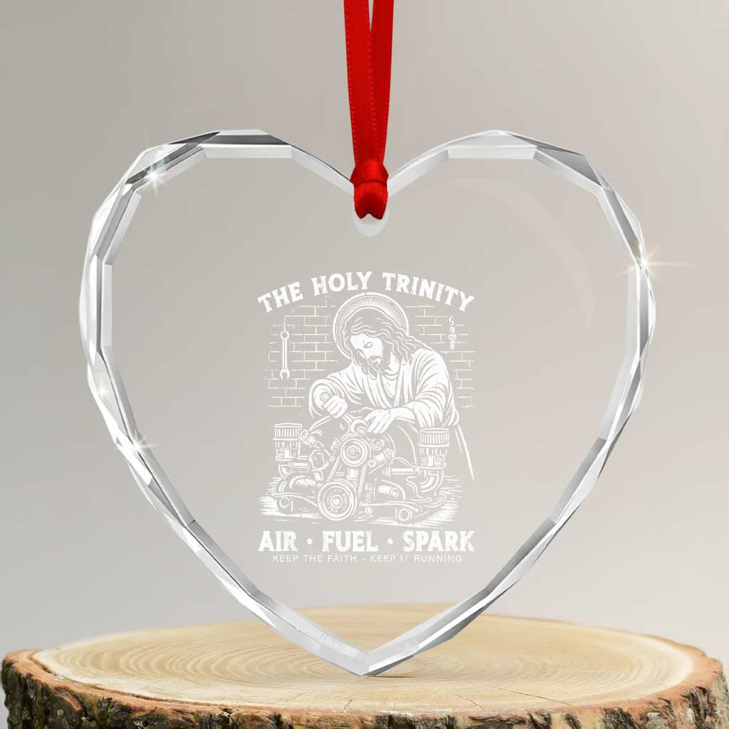 Funny Mechanic Jesus Holy Trinity Air Fuel Spark Heart Crystal Glass Ornament Christian Car Lover Humor Gift for Gearheads TS02 Transparent Glass 3'' Heart Print Your Wear