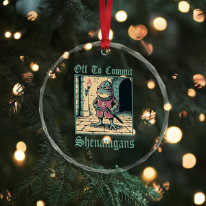 Funny Medieval Frog Knight Fantasy RPG Meme Crystal Glass Ornament Off To Commit Shenanigans