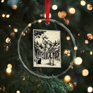 Funny Medieval Knight Boop Black Cat Crystal Glass Ornament Renaissance Fantasy Cat Lover