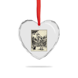 Funny Medieval Knight Boop Black Cat Heart Crystal Glass Ornament Renaissance Fantasy Cat Lover
