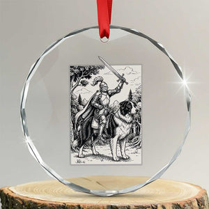 Funny Medieval Knight Border Collie Rider Crystal Glass Ornament Renaissance Fantasy Dog Lover Gift