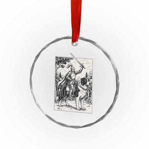 Funny Medieval Knight Border Collie Rider Crystal Glass Ornament Renaissance Fantasy Dog Lover Gift