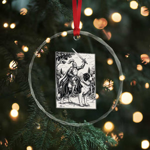 Funny Medieval Knight Border Collie Rider Crystal Glass Ornament Renaissance Fantasy Dog Lover Gift