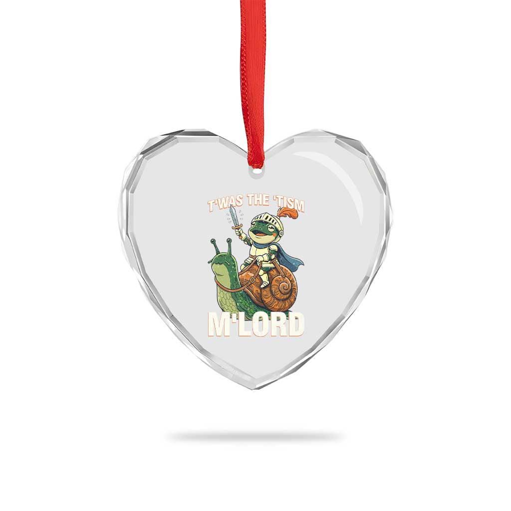 Funny Medieval Knight Frog Meme With Sword Heart Crystal Glass Ornament Twas The Tism MLord