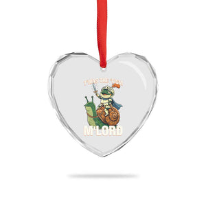 Funny Medieval Knight Frog Meme With Sword Heart Crystal Glass Ornament Twas The Tism MLord
