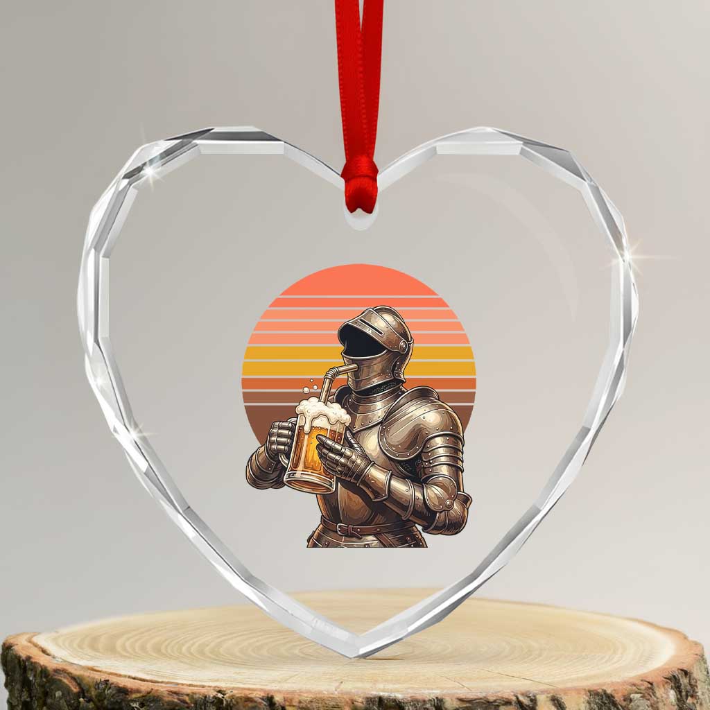 Funny Medieval Renaissance Drinker Heart Crystal Glass Ornament Vintage Knight In Armor Beer Lover TS12 Transparent Glass 3'' Heart Print Your Wear