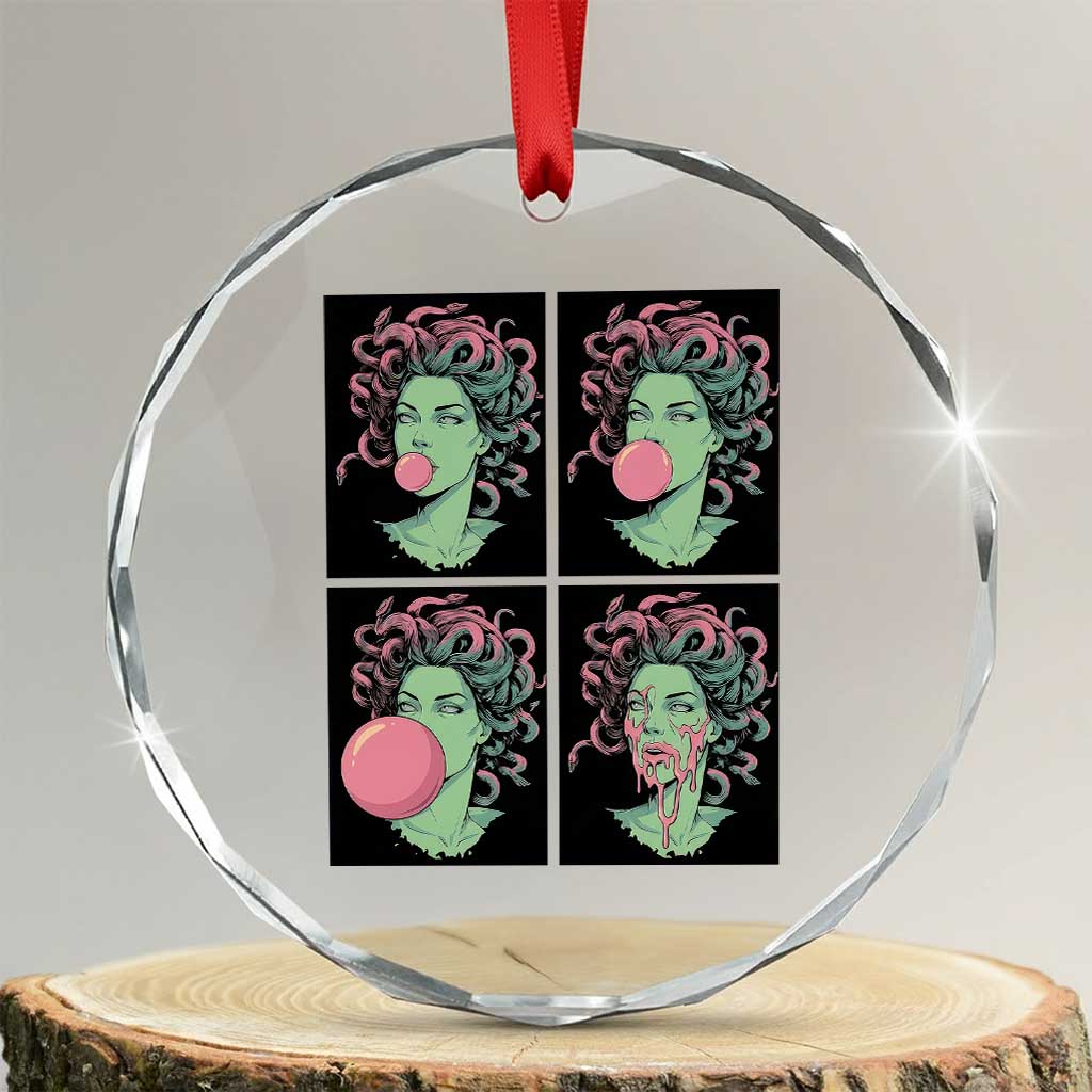 Funny Medusa Blowing Bubble Gum Crystal Glass Ornament Greek Mythology Pop Art Gift TS12 Transparent Glass 3'' Circle Print Your Wear