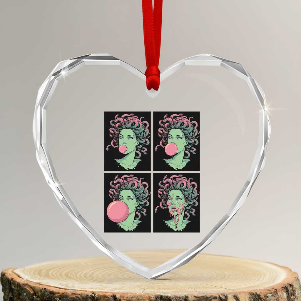 Funny Medusa Blowing Bubble Gum Heart Crystal Glass Ornament Greek Mythology Pop Art Gift TS12 Transparent Glass 3'' Heart Print Your Wear
