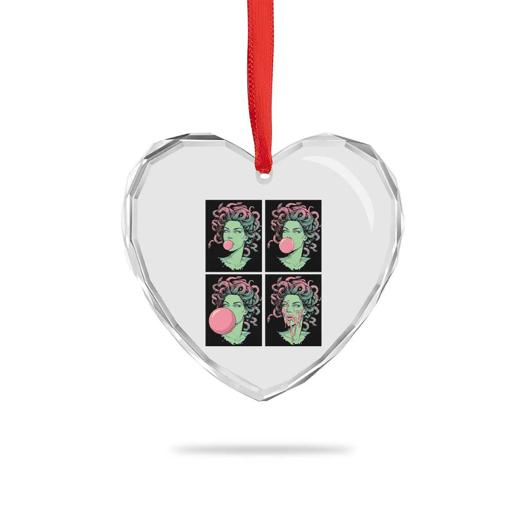 Funny Medusa Blowing Bubble Gum Heart Crystal Glass Ornament Greek Mythology Pop Art Gift