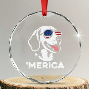 Funny Merica Beagle Lover 4th Of July Crystal Glass Ornament Patriotic Dog Gift TS12 Transparent Glass 3'' Circle Print Your Wear