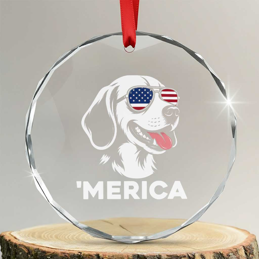 Funny Merica Beagle Lover 4th Of July Crystal Glass Ornament Patriotic Dog Gift TS12 Transparent Glass 3'' Circle Print Your Wear