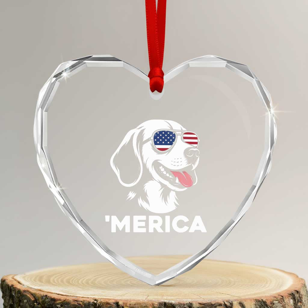 Funny Merica Beagle Lover 4th Of July Heart Crystal Glass Ornament Patriotic Dog Gift TS12 Transparent Glass 3'' Heart Print Your Wear