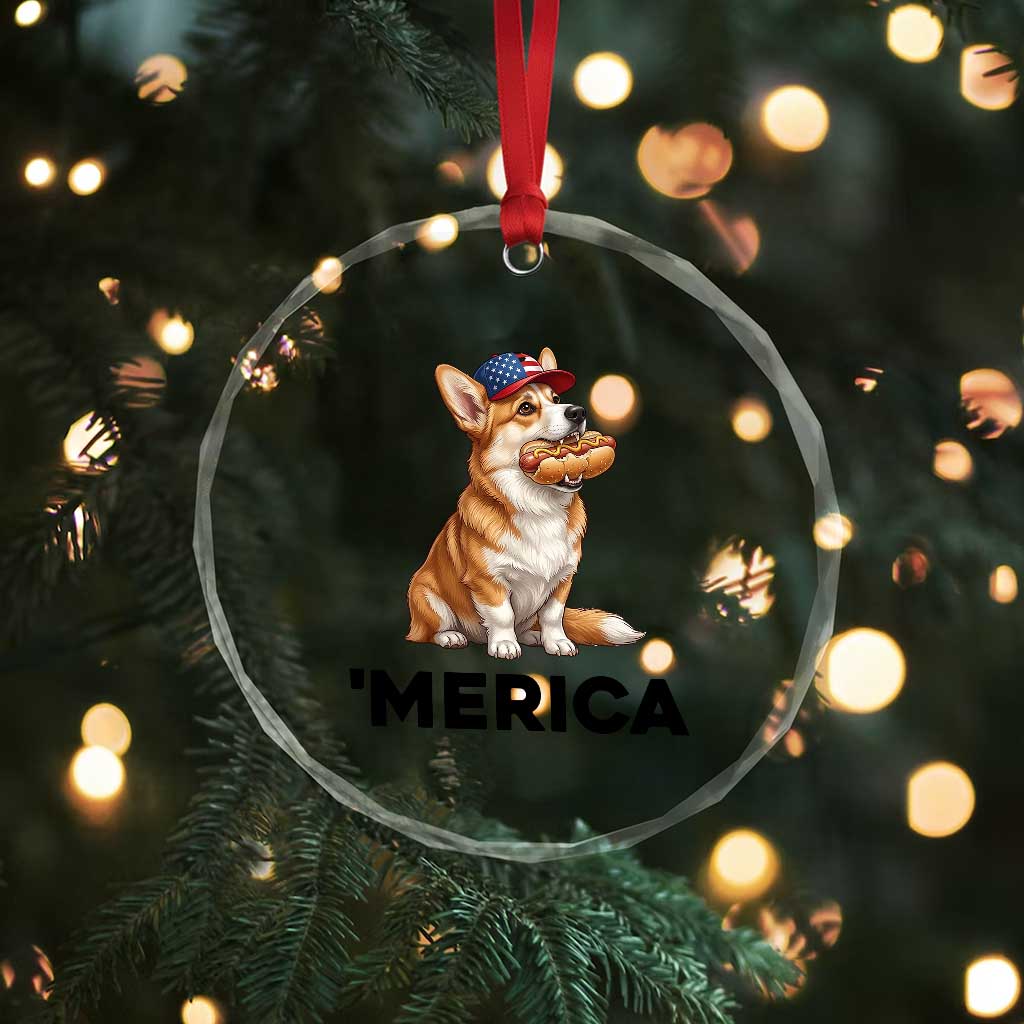 Funny Merica Corgi Lover 4th Of July Crystal Glass Ornament Patriotic Dog Gift TS12 Print Your Wear