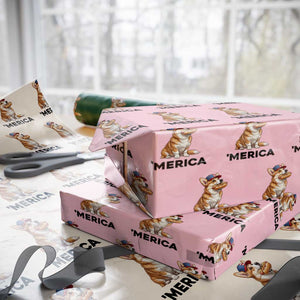 Funny Merica Corgi Lover 4th Of July Wrapping Paper Roll Patriotic Dog Gift