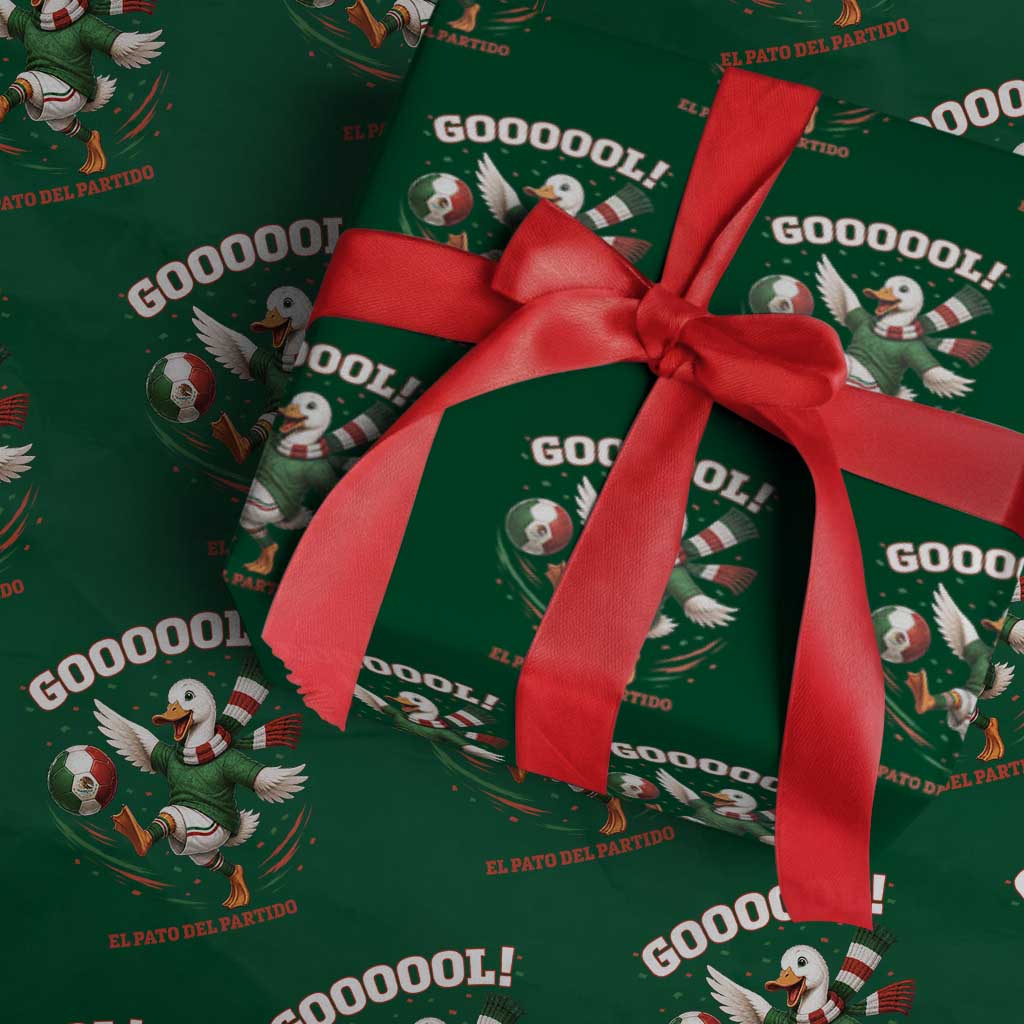 Funny Merlin the Duck Mexico Soccer Supporter Wrapping Paper Roll El Pato Del Partido Goooool Football Fans TS02 Green Print Your Wear