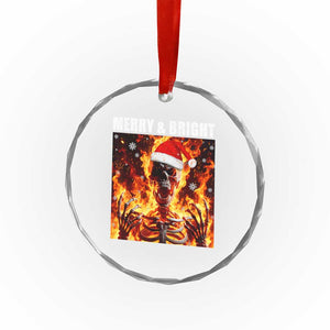 Funny Merry And Bright Crystal Glass Ornament Christmas Chaos Xmas Skeleton Fire Flames TS11 Print Your Wear