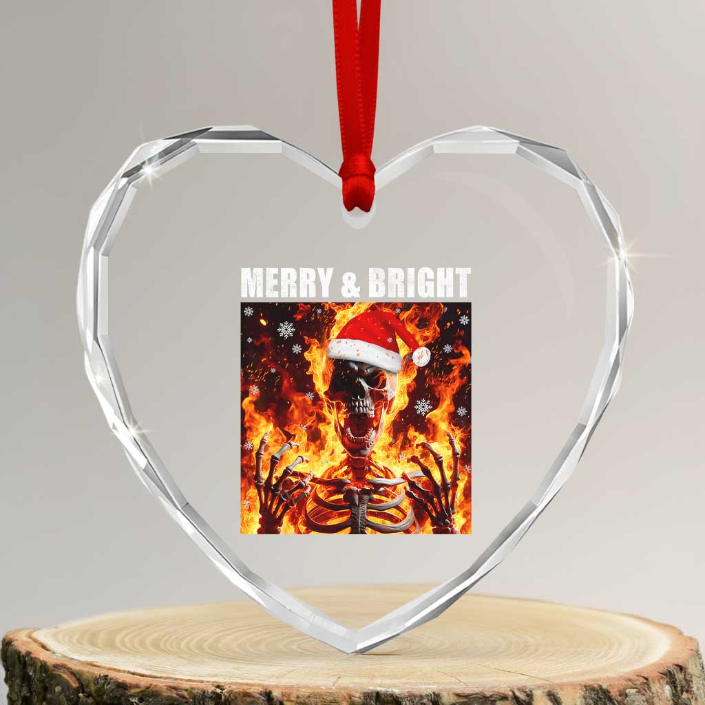 Funny Merry And Bright Heart Crystal Glass Ornament Christmas Chaos Xmas Skeleton Fire Flames TS11 Transparent Glass 3'' Heart Print Your Wear