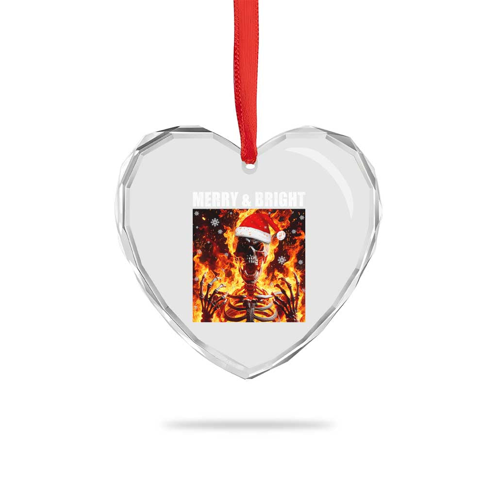 Funny Merry And Bright Heart Crystal Glass Ornament Christmas Chaos Xmas Skeleton Fire Flames TS11 Print Your Wear