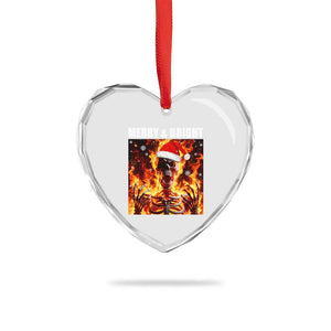 Funny Merry And Bright Heart Crystal Glass Ornament Christmas Chaos Xmas Skeleton Fire Flames TS11 Print Your Wear