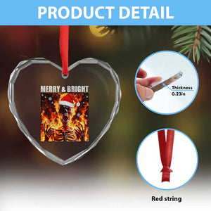 Funny Merry And Bright Heart Crystal Glass Ornament Christmas Chaos Xmas Skeleton Fire Flames TS11 Print Your Wear