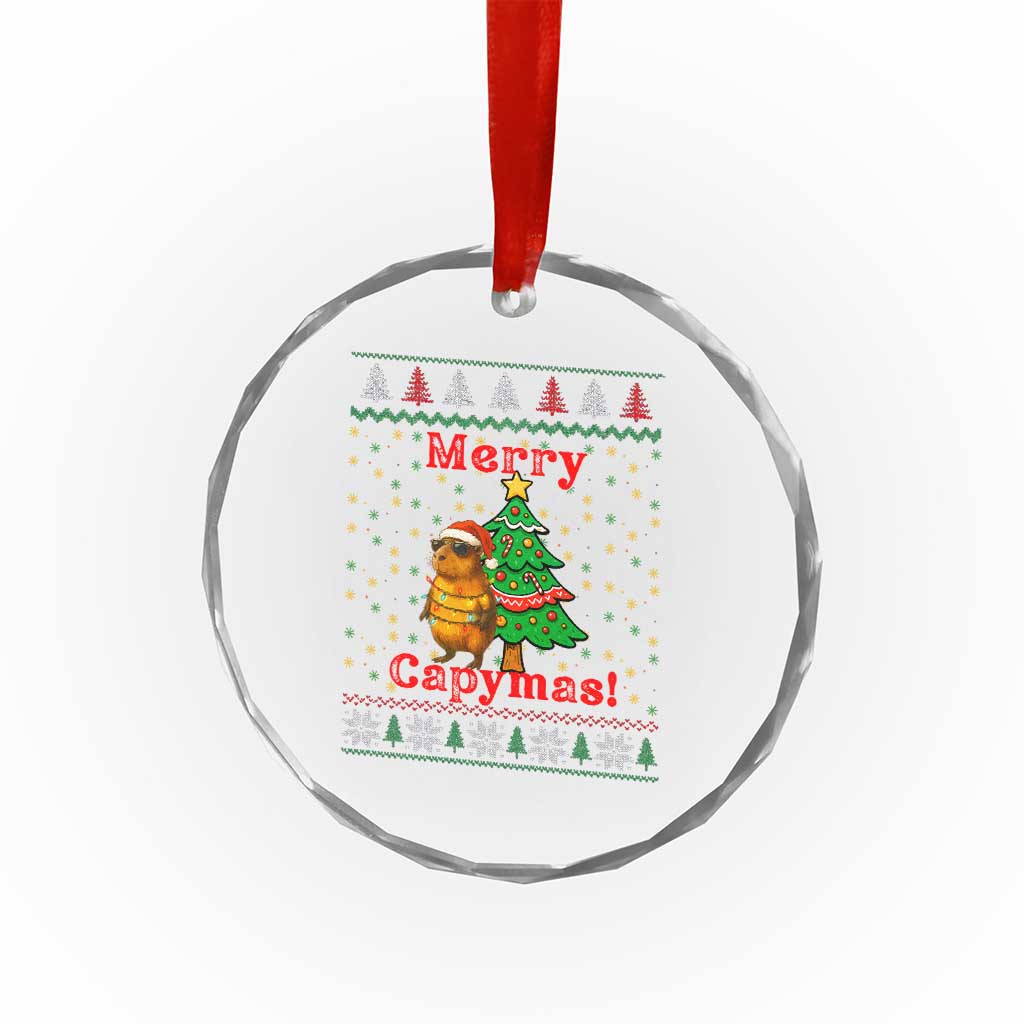 Funny Merry Capymas Crystal Glass Ornament Capybara Xmas Party TS12 Print Your Wear