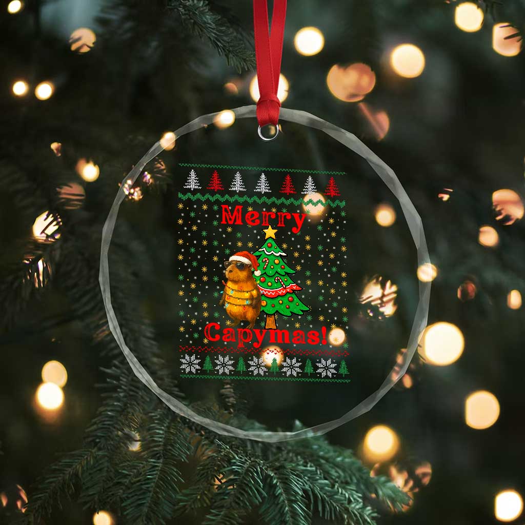 Funny Merry Capymas Crystal Glass Ornament Capybara Xmas Party TS12 Print Your Wear
