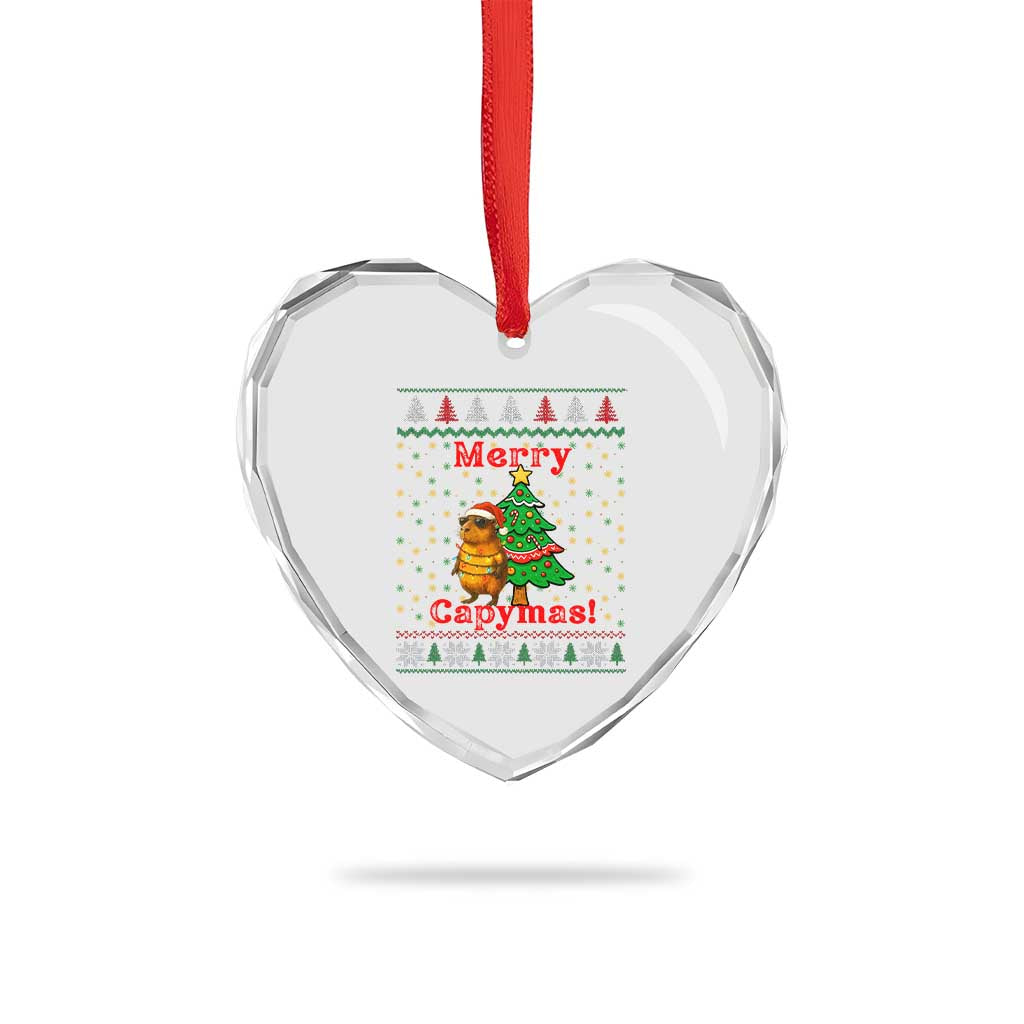Funny Merry Capymas Heart Crystal Glass Ornament Capybara Xmas Party TS12 Print Your Wear