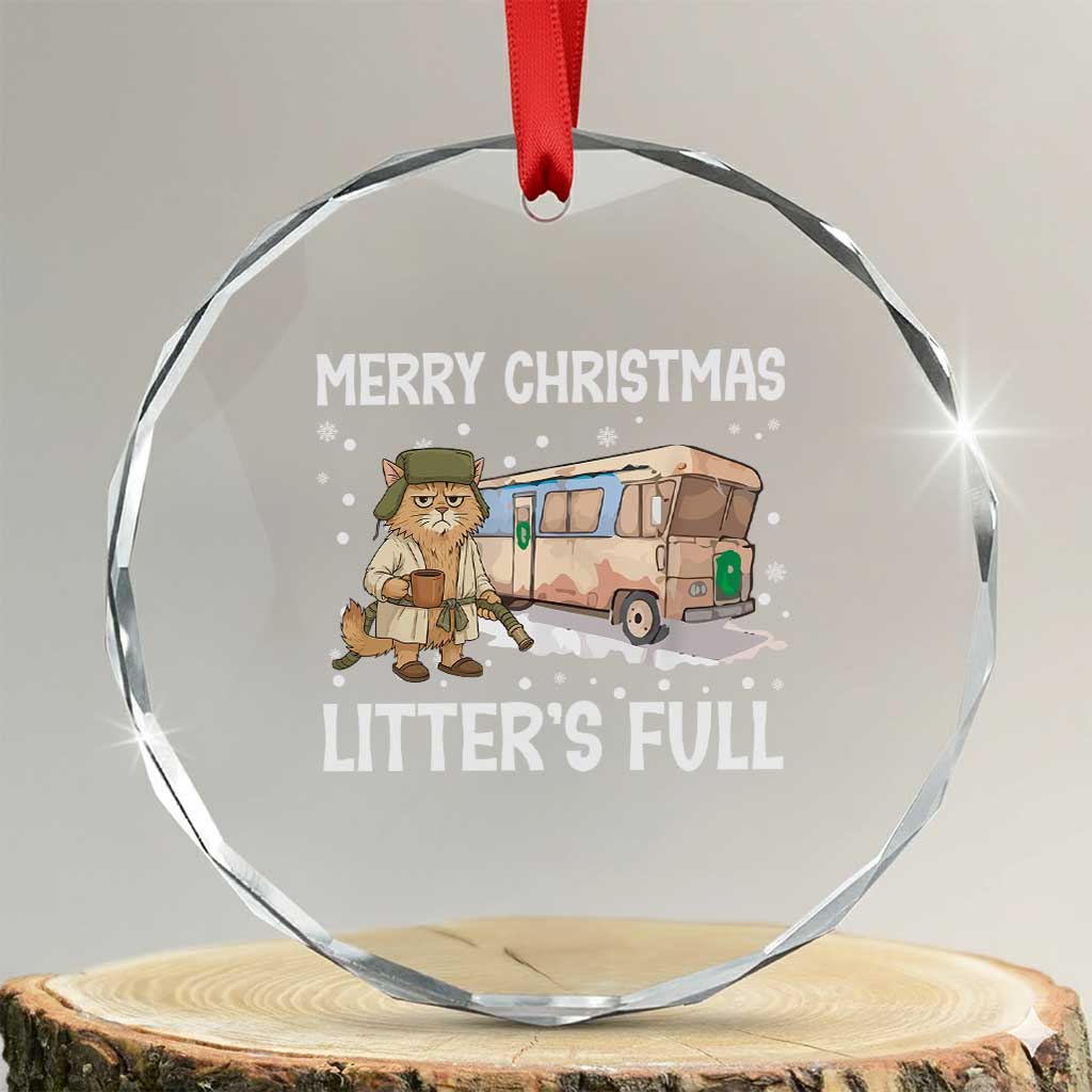 Funny Merry Christmas Litter's Full Cat Parody Crystal Glass Ornament Xmas Movie TS11 Transparent Glass 3'' Circle Print Your Wear