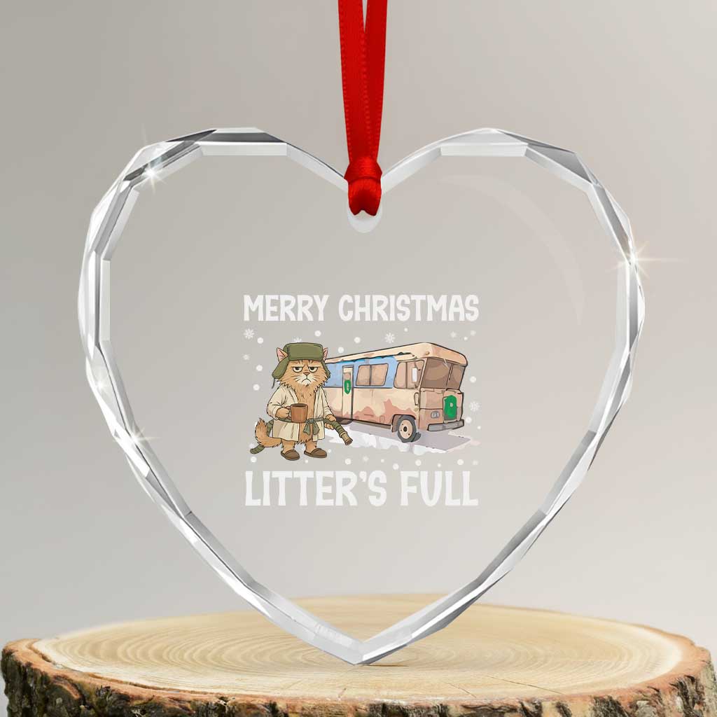 Funny Merry Christmas Litter's Full Cat Parody Heart Crystal Glass Ornament Xmas Movie TS11 Transparent Glass 3'' Heart Print Your Wear