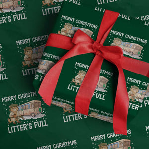 Funny Merry Christmas Litter's Full Cat Parody Wrapping Paper Roll Xmas Movie TS11 Green Print Your Wear