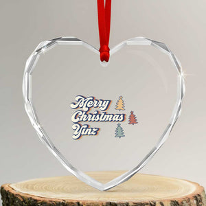 Funny Merry Christmas Yinz Pittsburgh Heart Crystal Glass Ornament TS09 Transparent Glass 3'' Heart Print Your Wear