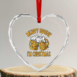 Funny Merry Drunk I'm Xmas Heart Crystal Glass Ornament Vintage Beer Mugs Xmas TS11 Transparent Glass 3'' Heart Print Your Wear