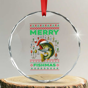 Funny Merry Fishmas Ugly Sweater Crystal Glass Ornament Fisherman Christmas Gift TS12 Transparent Glass 3'' Circle Print Your Wear