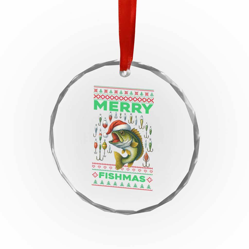Funny Merry Fishmas Ugly Sweater Crystal Glass Ornament Fisherman Christmas Gift TS12 Print Your Wear
