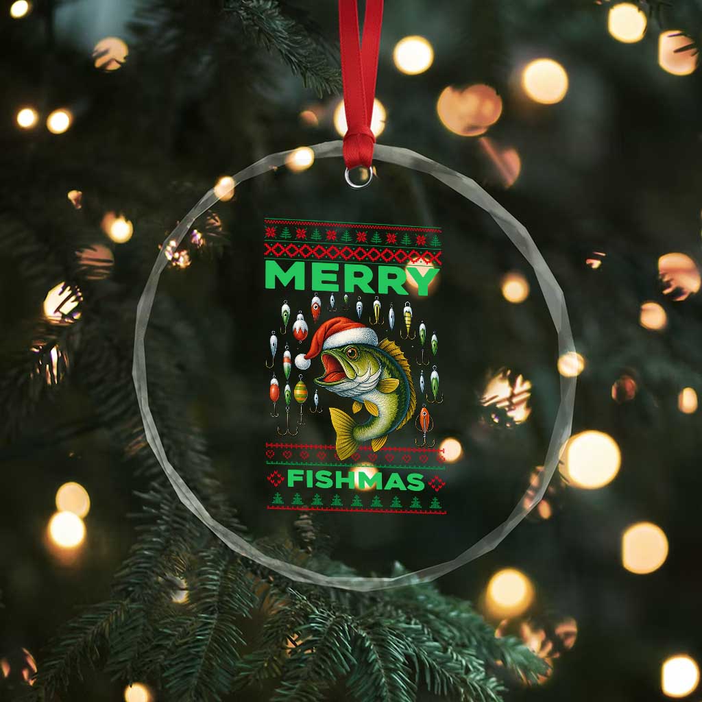 Funny Merry Fishmas Ugly Sweater Crystal Glass Ornament Fisherman Christmas Gift TS12 Print Your Wear