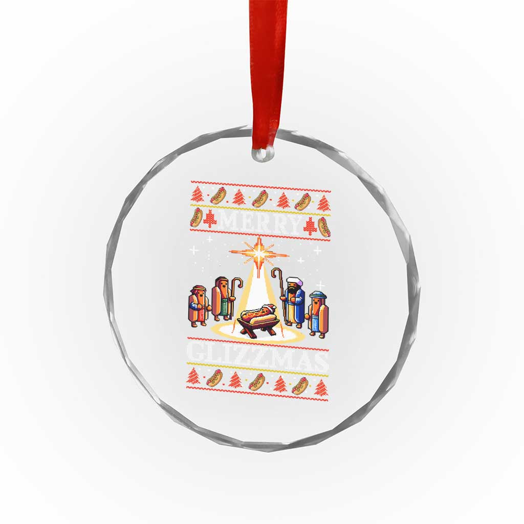 Funny Merry Glizzmas Crystal Glass Ornament Hot Dog Xmas Nativity Scene TS11 Print Your Wear