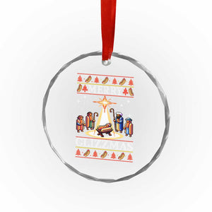 Funny Merry Glizzmas Crystal Glass Ornament Hot Dog Xmas Nativity Scene TS11 Print Your Wear