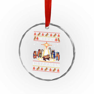 Funny Merry Glizzmas Crystal Glass Ornament Hot Dog Xmas Nativity Scene TS11 Print Your Wear
