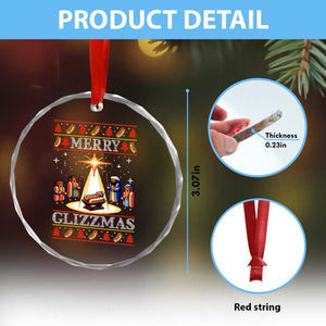 Funny Merry Glizzmas Crystal Glass Ornament Hot Dog Xmas Nativity Scene TS11 Print Your Wear