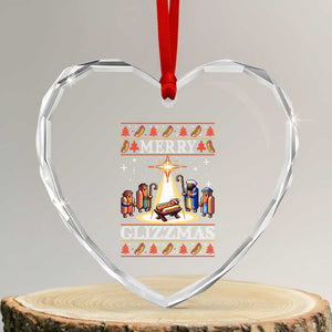 Funny Merry Glizzmas Heart Crystal Glass Ornament Hot Dog Xmas Nativity Scene TS11 Transparent Glass 3'' Heart Print Your Wear