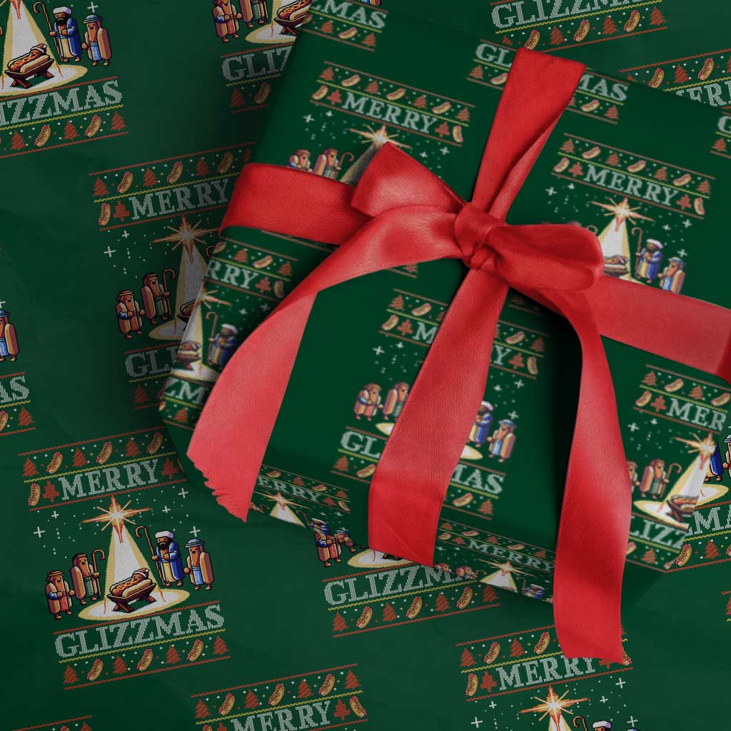 Funny Merry Glizzmas Wrapping Paper Roll Hot Dog Christmas Nativity Scene TS11 Green Print Your Wear