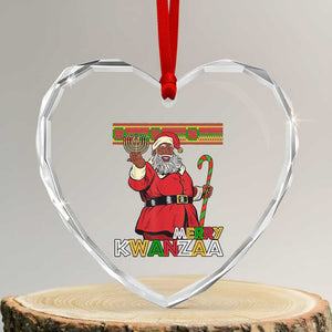 Funny Merry Kwanzaa Christmas Heart Crystal Glass Ornament African American Black Santa Kinara Candles TS11 Transparent Glass 3'' Heart Print Your Wear
