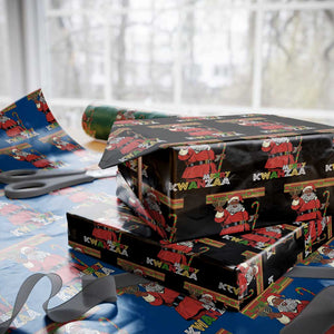 Funny Merry Kwanzaa Christmas Wrapping Paper Roll African American Black Santa Kinara Candles TS11 Black Print Your Wear