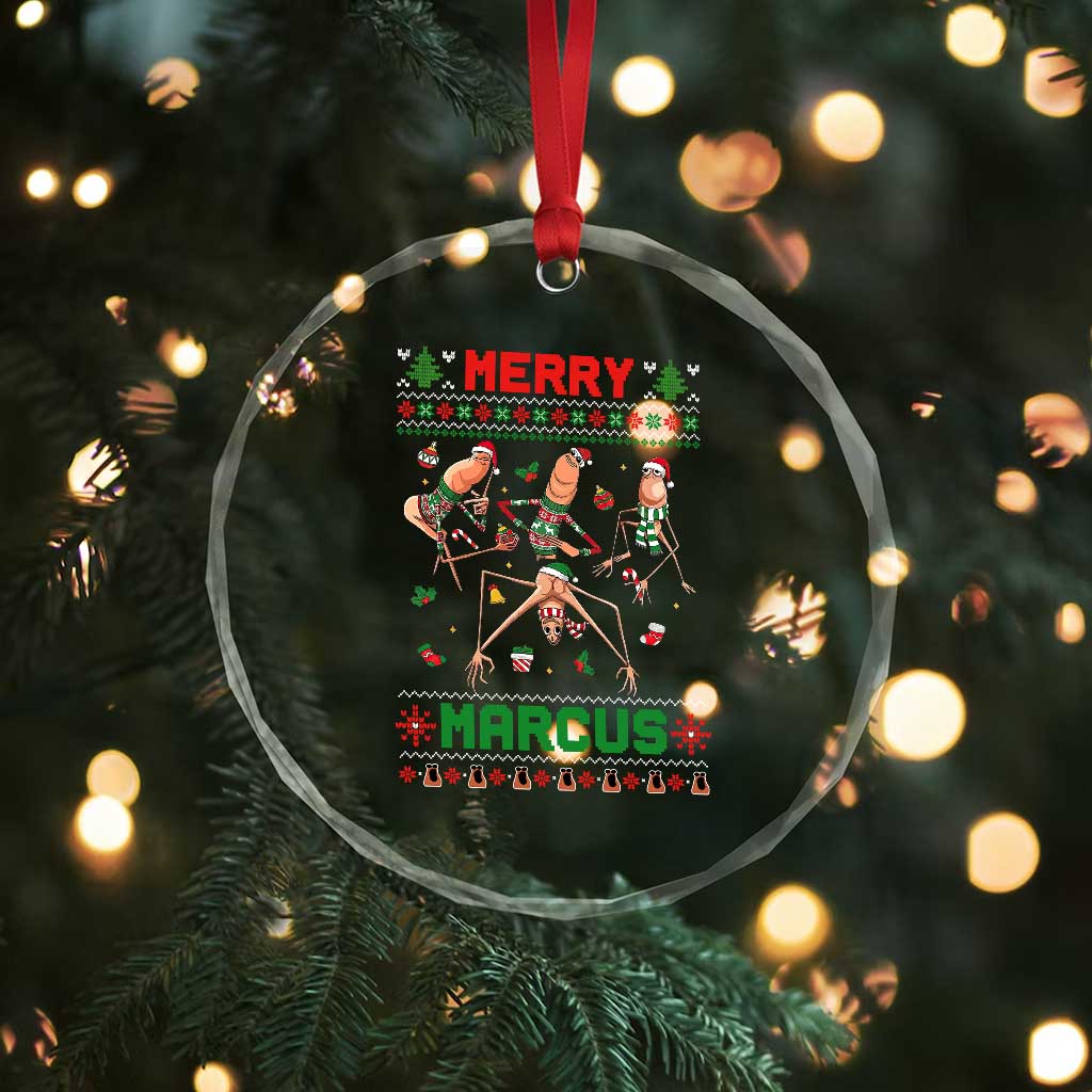 Funny Merry Marcus Crystal Glass Ornament Ugly Christmas Marcus The Worm Meme Gift TS12 Print Your Wear