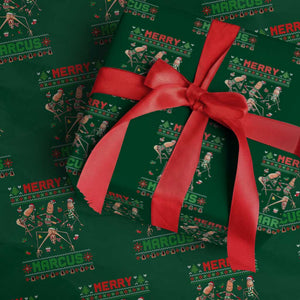 Funny Merry Marcus Wrapping Paper Roll Ugly Christmas Marcus The Worm Meme Gift TS12 Green Print Your Wear